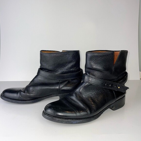 Madewell Biker Boot Moto Brass Strap Ankle Bootie Black Leather Womens 7.5 03827 - Picture 5 of 14